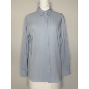 Uniqlo Light Blue Hidden Button Down Long Sleeve Blouse Shirt Large